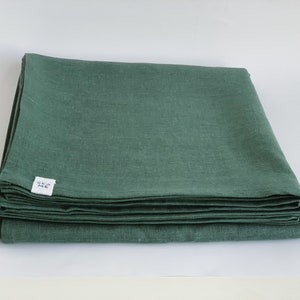 Emerald. Linen flat sheet. Green, dark green, forest green. US Full/ Queen/ King. European sizes.