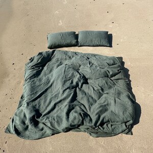 Linen bedding set. Linen duvet cover linen pillowcases. Emerald, green. image 3