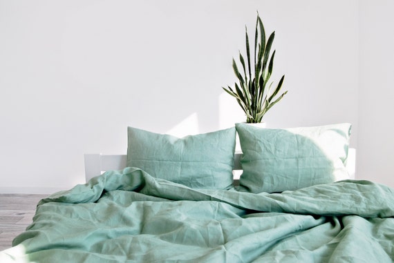 California Coast 3 Piece Linen Bedding Set Linen Duvet Cover Etsy