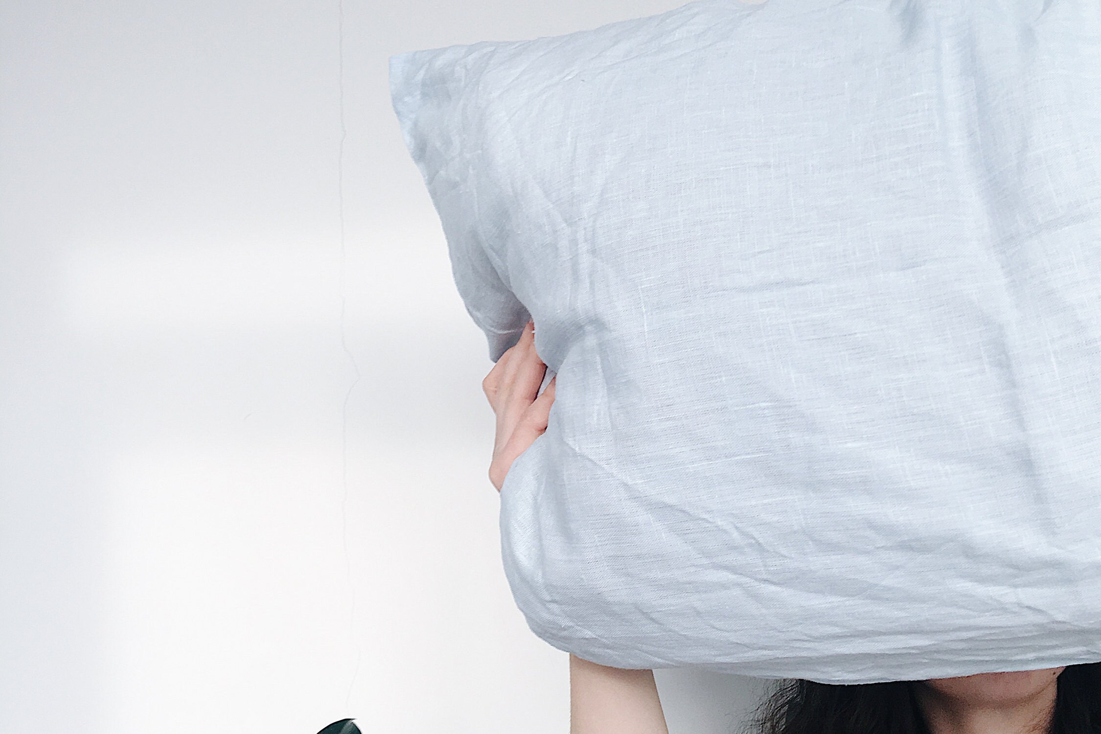 Linen pillowcase. Blue light blue. Etsy