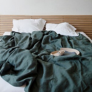 Linen bedding set. Linen duvet cover linen pillowcases. Emerald, green. image 9