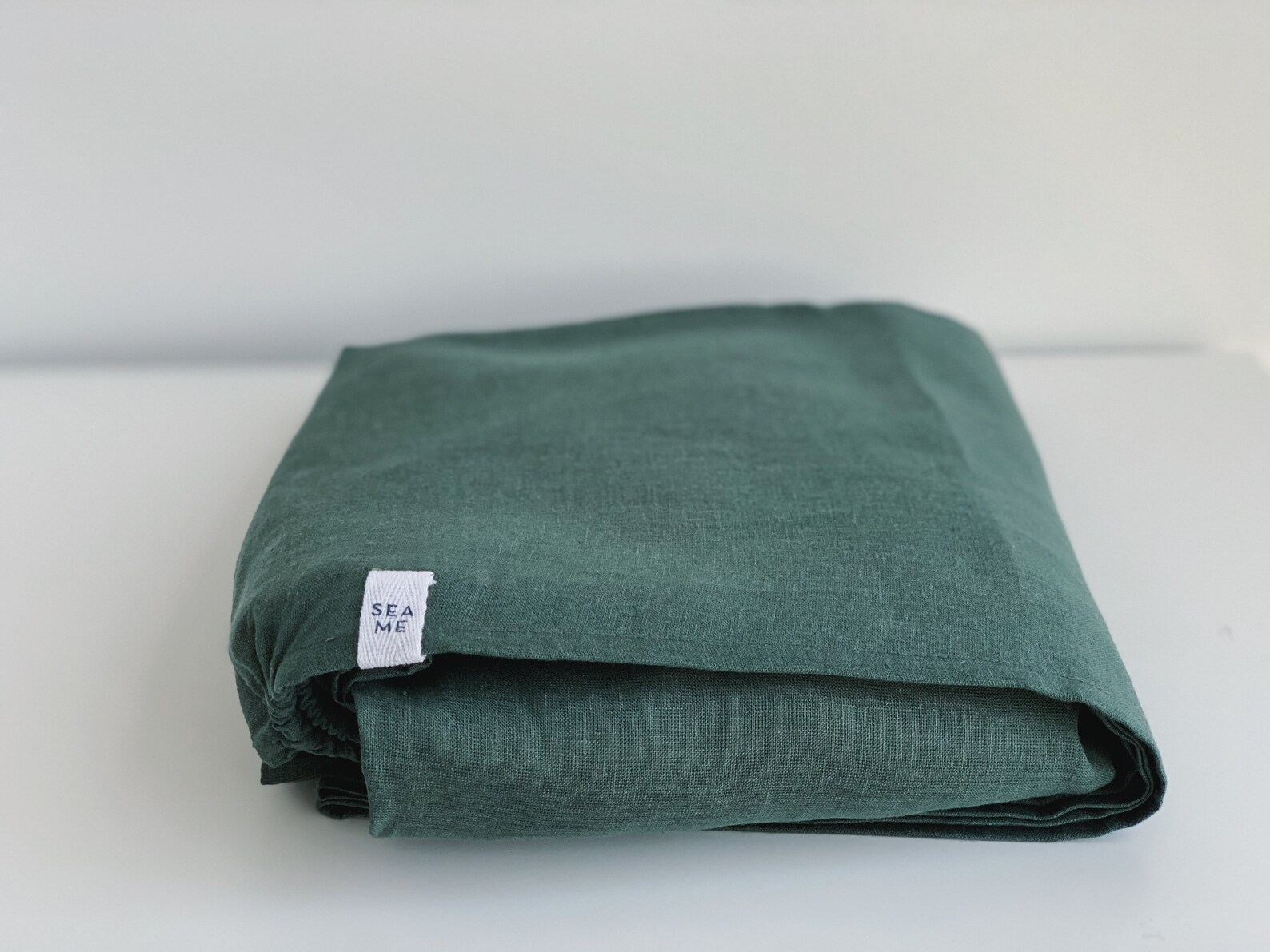 Emerald. Linen fitted sheet. Green dark green forest green. Etsy