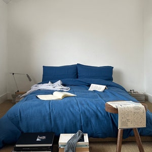 Mediterranean. 3-Piece linen bedding set. Linen duvet cover and 2 pillowcases. Greyish blue. US Twin/ Full/ Queen/ King, European/UK /AU