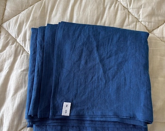 Mediterraans blauw linnen laken, Europees beddengoed, US Full/Queen/King/Aangepast formaat. Huwelijkscadeau. Verjaardagscadeau. Moederdagcadeau