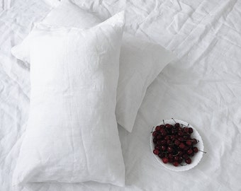 Linen pillowcase. White. Sold as a pair