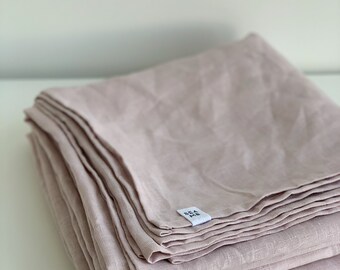 European Linen Flat Sheet| Blush Pink Bedding| 100% Pure Linen| OekoTex Certified| Soft Stonewashed Linen Sheet| Queen King| Natural Bedding