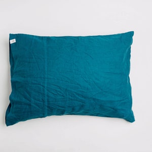 Linen pillowcase. Greenish blue, blue, green. Atlantic. Sold as a pair of 2