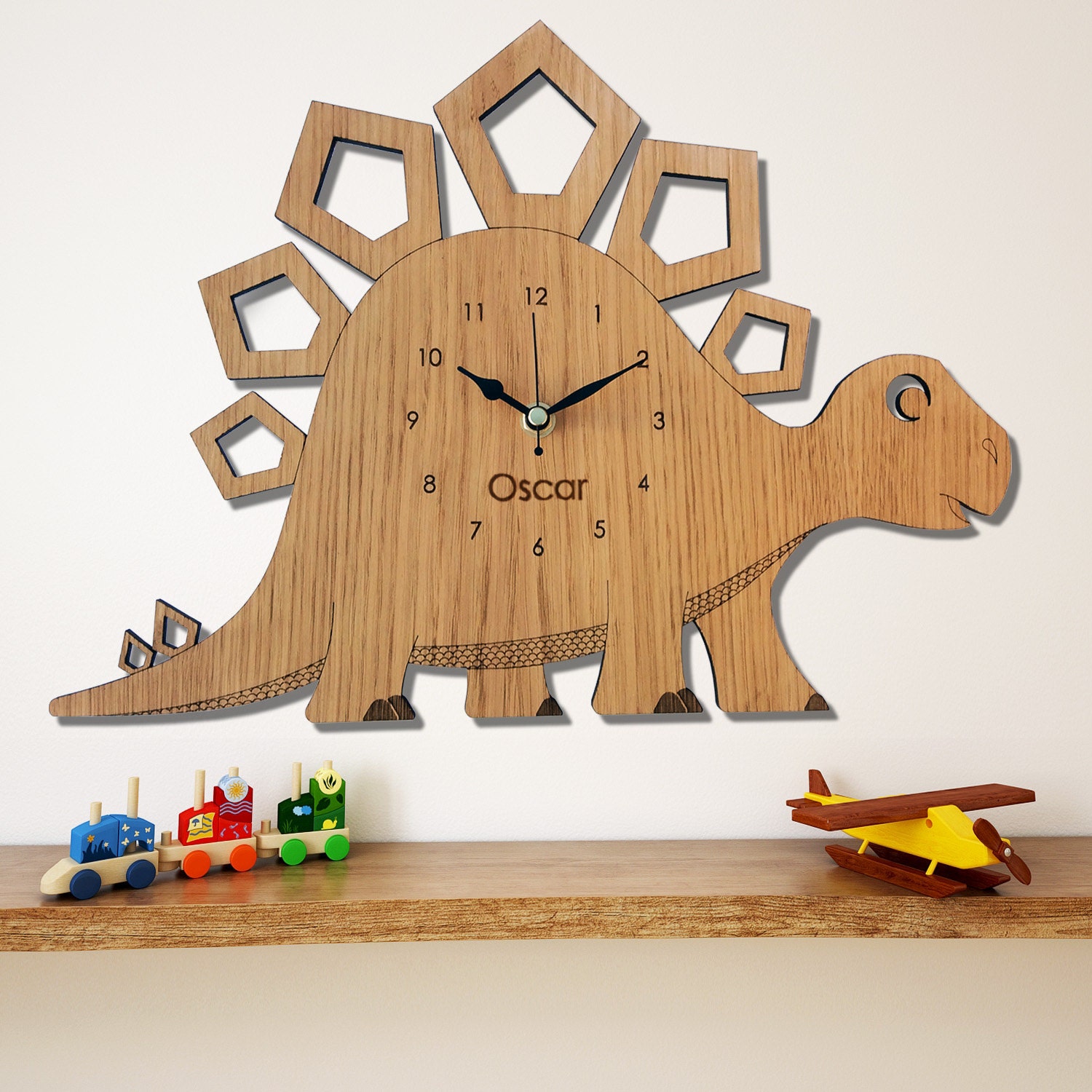 Dinosaur Wall Clock Stegosaurus Children's Clock Etsy