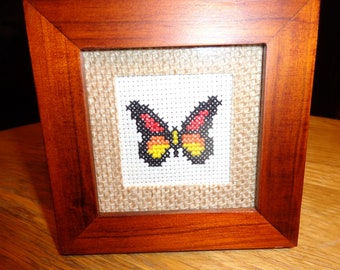 Butterfly Crosstitch in Wooden frame