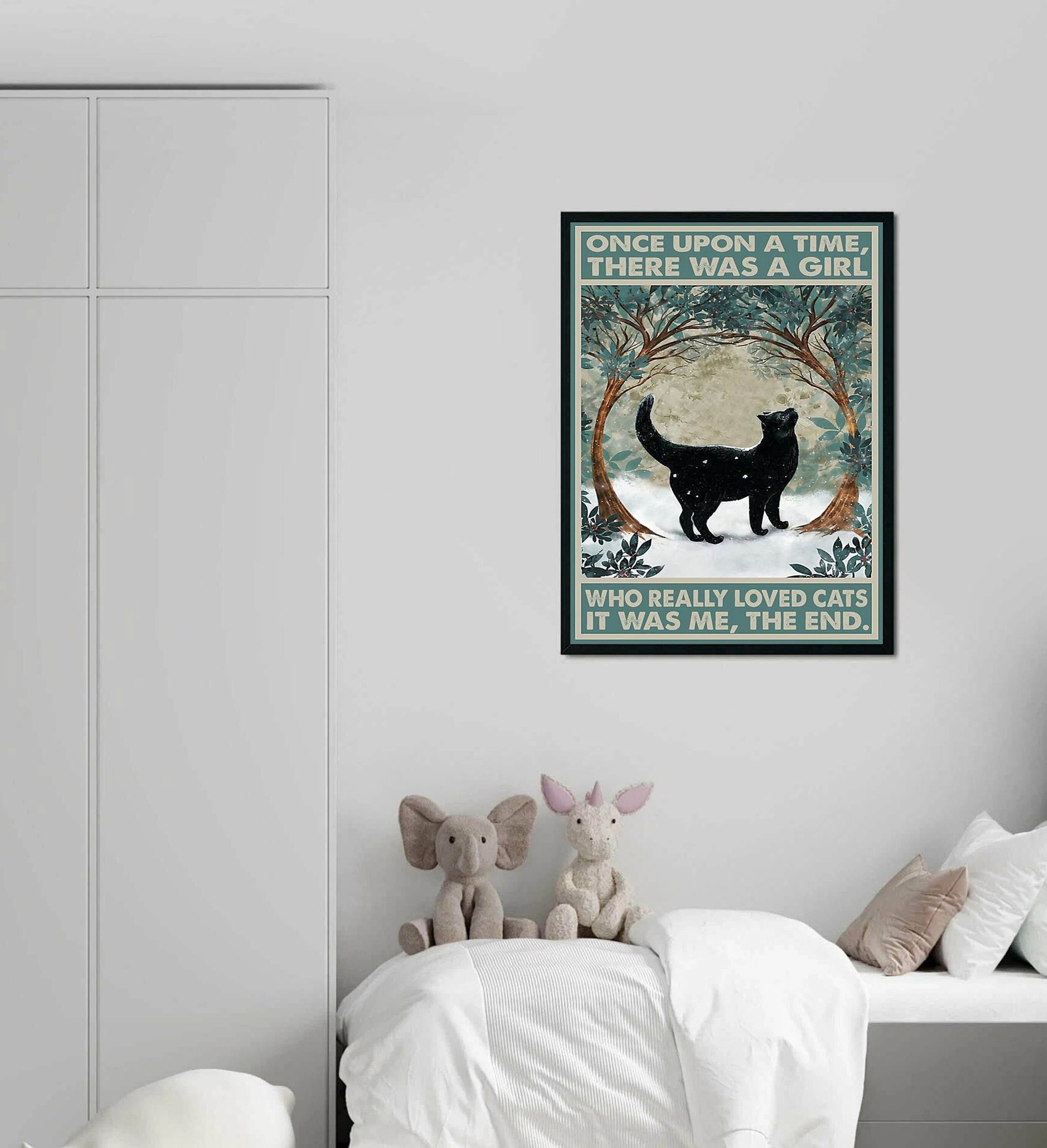 Targa In Metallo Con Gatto Nero E Scritta - 30,5x20,3 Cm - Regalo Per Amanti Dei Gatti - Decorazione Casa Vintage