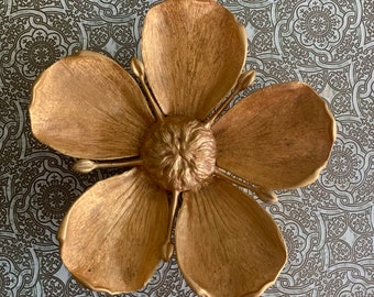 Vintage mid century modern gold flower ashtray- very unique!