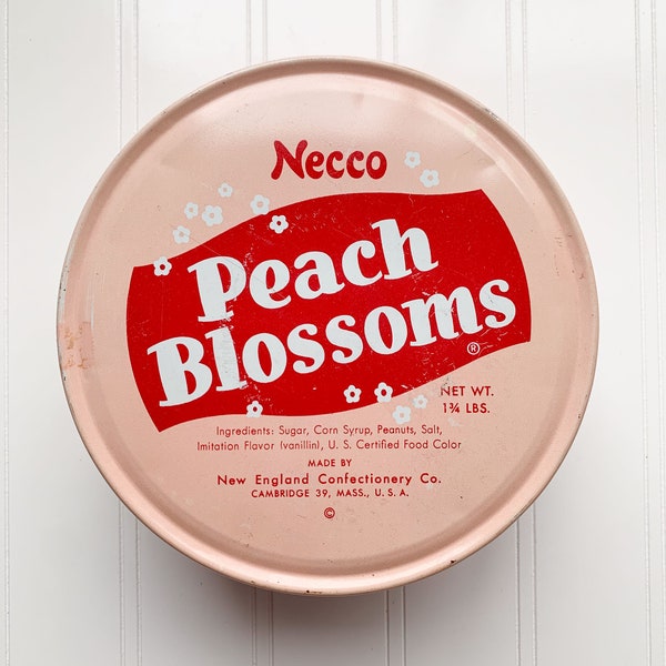 Vintage Necco Peach Blossoms Candy Tin