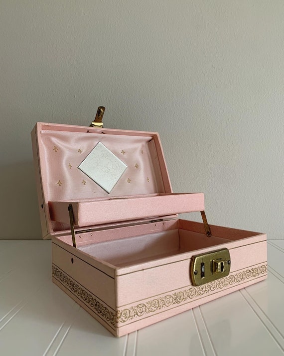 Vintage Mid Century Modern MCM Pink Jewelry Box