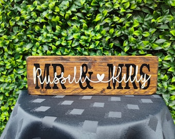 Panneau de mariage personnalisé en bois « Monsieur et Madame », décoration de table rustique