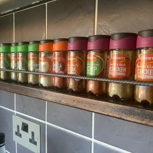 spice rack / herb rack made from Reclaimed wood rustic look with metal rebar image 5