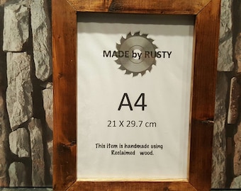 Rustic Reclaimed Wood A4 Photo Frame, Handmade Picture Frame