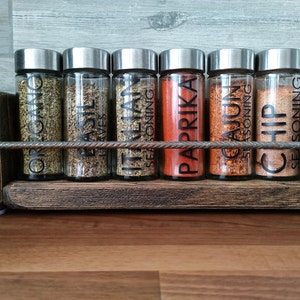 spice rack / herb rack made from Reclaimed wood rustic look with metal rebar image 1