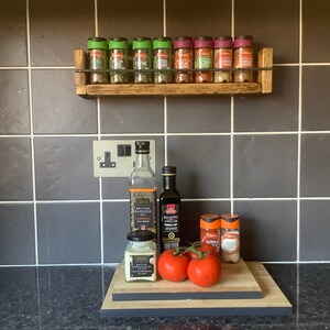 spice rack / herb rack made from Reclaimed wood rustic look with metal rebar image 7
