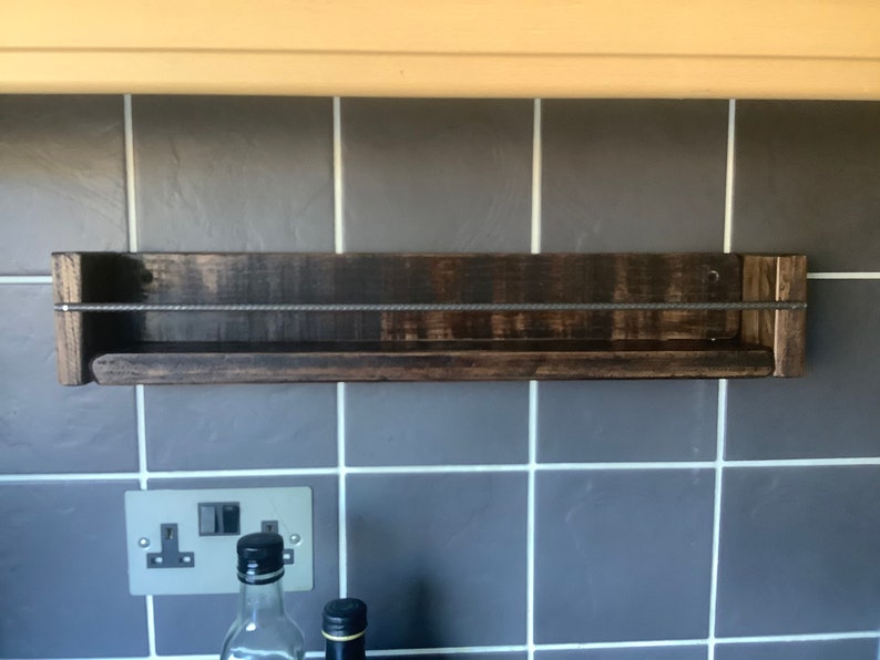 spice rack / herb rack made from Reclaimed wood rustic look with metal rebar image 8