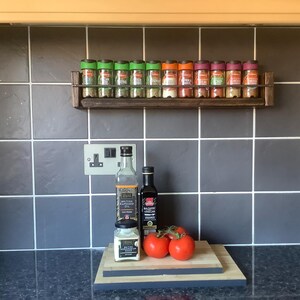 spice rack / herb rack made from Reclaimed wood rustic look with metal rebar image 6