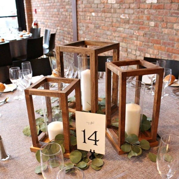 wooden  lanterns wedding table centrepiece decor