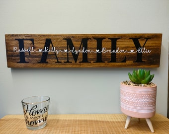 Personalised Wooden Plaque wall sign Family names Gift New Home Gift