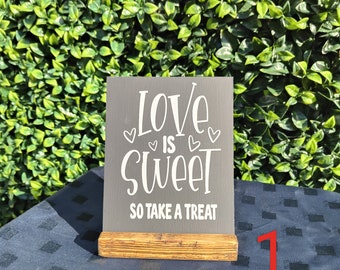 Reclaimed Wood Wedding Sign, Love is Sweet, Cards & Gifts Tabletop Decor
