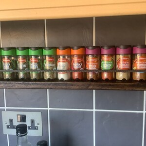 spice rack / herb rack made from Reclaimed wood rustic look with metal rebar image 4
