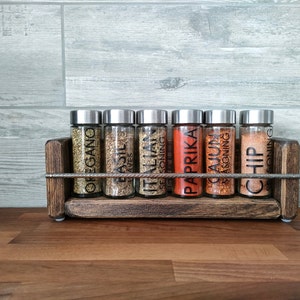 spice rack / herb rack made from Reclaimed wood rustic look with metal rebar image 2