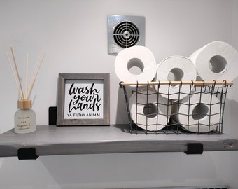 Handmade Farmhouse Bathroom Sign – Reclaimed Wood Frame, Funny Quote Decor