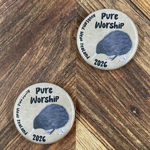 JW Special Convention 2026 Auckland New Zealand Pure Worship 1.25&quot; Button Pins or Magnets