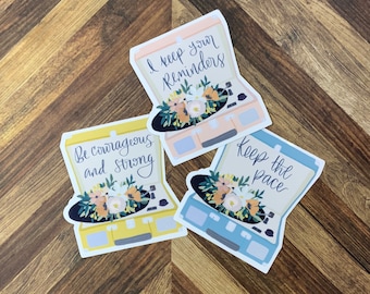 JW Stickers - Original Song Record Player - Keep the Pace - Keep Your Reminders - Be Courageous and Strong - Waterproof Sticker or Magnet