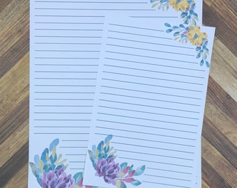 JW Letter Writing Stationary - Digital Download - Watercolor Florals - Includes 2 Sizes and 2 Styles