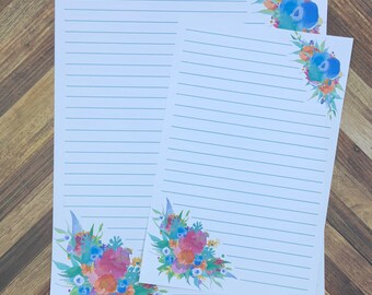 JW Letter Writing Stationary - Digital Download - Bright Florals - Includes 2 Sizes and 2 Styles