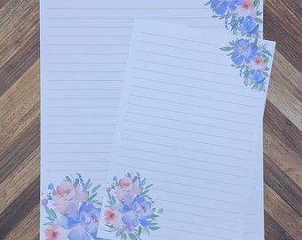 JW Letter Writing Stationary - Digital Download - Lavender Spring Florals - Includes 2 Sizes and 2 Styles
