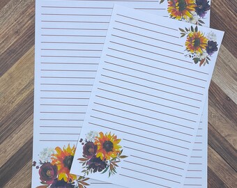 JW Letter Writing Stationary - Digital Download - Sunflowers - Includes 2 Sizes and 2 Styles