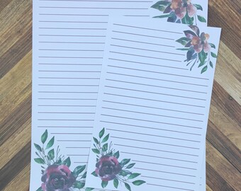 JW Letter Writing Stationary - Digital Download - Autumn Florals - Includes 2 Sizes and 2 Styles