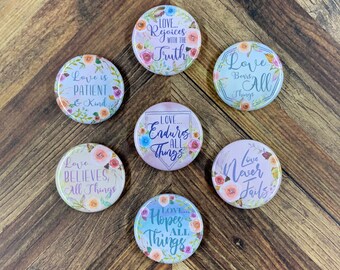 JW Magnets or Pins - Love.... 7 Piece Set - 1.25" Buttons