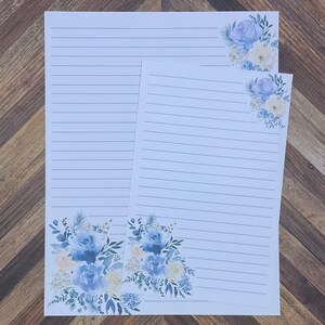 JW Letter Writing Stationary - Descarga digital - Blue Spring Florals - Incluye 2 tamaños y 2 estilos