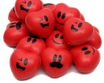 10 pack Valentine&#39;s Day Heart Shaped Stress Relief Squish Balls for Classes, Offices, Gag gift Anniversary, Wedding Favor, Couple Gift