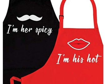 Funny Matching Couple's Cooking Aprons Mr. Mrs. His and Hers. Valentine's day Anniversary Wedding Housewarming Newlywed birthday gift