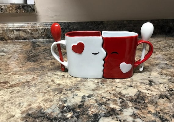 LOVERS MUG HIS&amp;HERS 赤 Custom Romantic Love Hearts Coffee Mug, Love String With Red