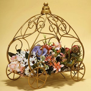 Gold Metal Princess Cinderella Pumpkin Carriage Centerpiece Party Favor Candle Snack Cupcake Napkin Holder Wedding Birthday Party