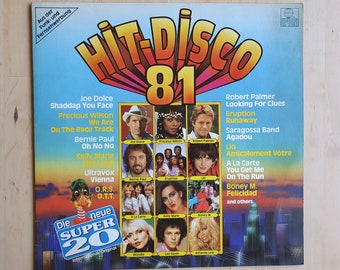 Hit Disco '81 vinyl record, disco compilation hits, German pressing, Ariola 203 800-502