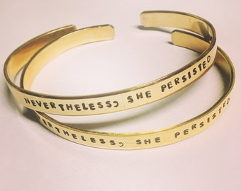 Nevertheless, She Persisted Thin Cuff Bracelet