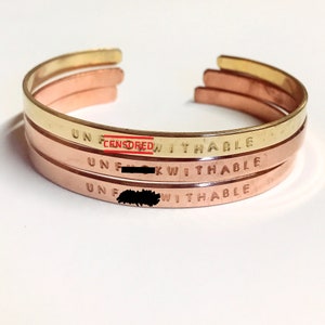 Unf*ckwithable Cuff Bracelet / Hand Stamped Cuff Bracelet / Sassy Gifts
