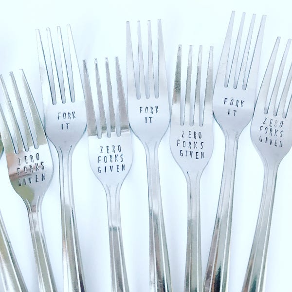 Personalized, Hand Stamped Forks