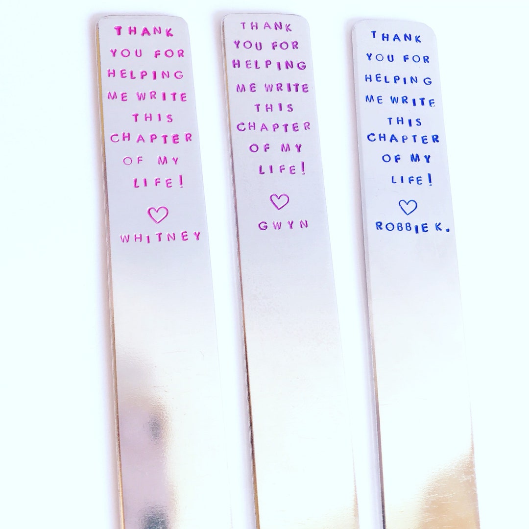 Hand Stamped Bookmark / Teacher Thank You Gift / Personalized Teacher ...
