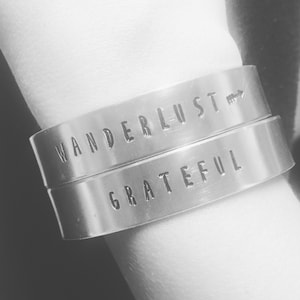 Personalized, Hand Stamped Aluminum Cuff Bracelets