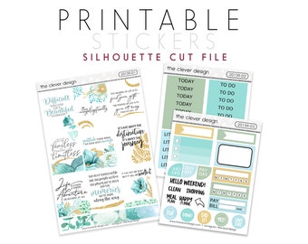 Printable Planner Stickers | Quotes | Motivational Quotes | EC Vertical Printable Stickers | Silhouette Cut File | 20139-01